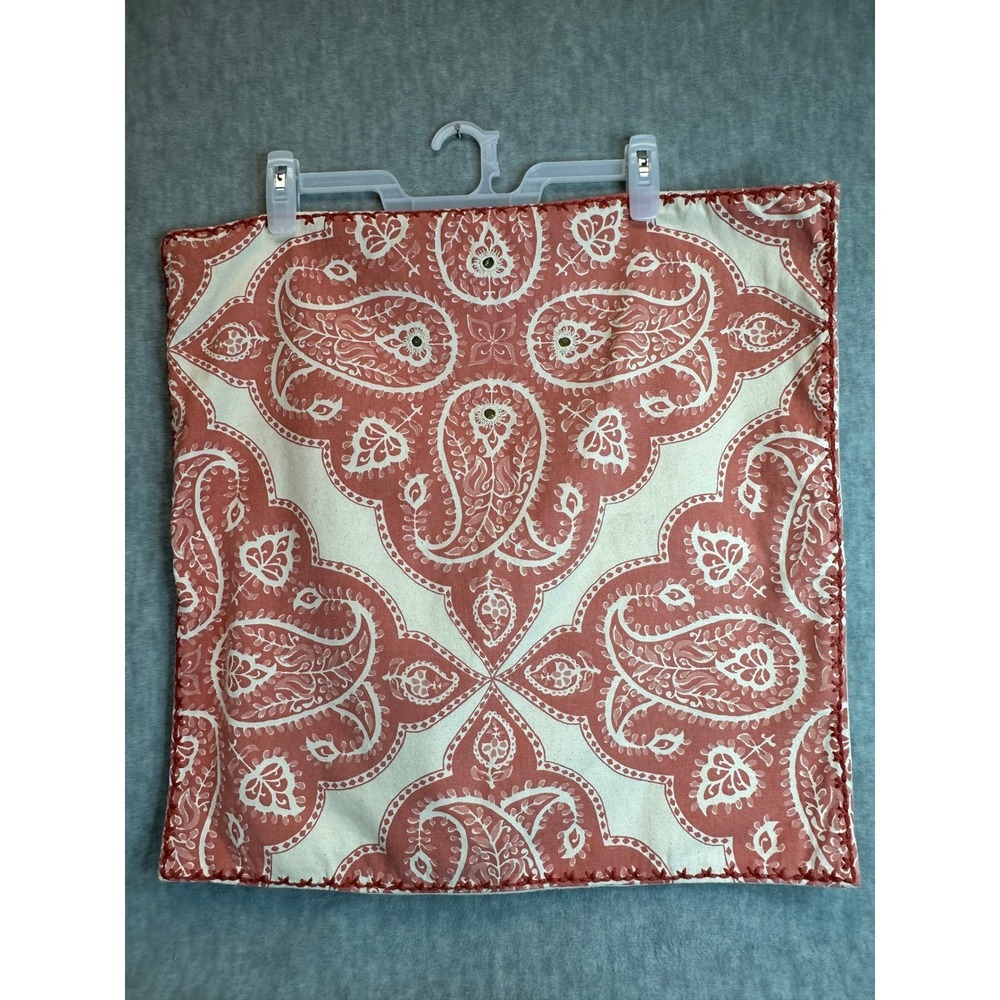 Pottery Barn Scarlett Embroidered 24"x24" Pillow Covers Set of 2 Coral Paisley